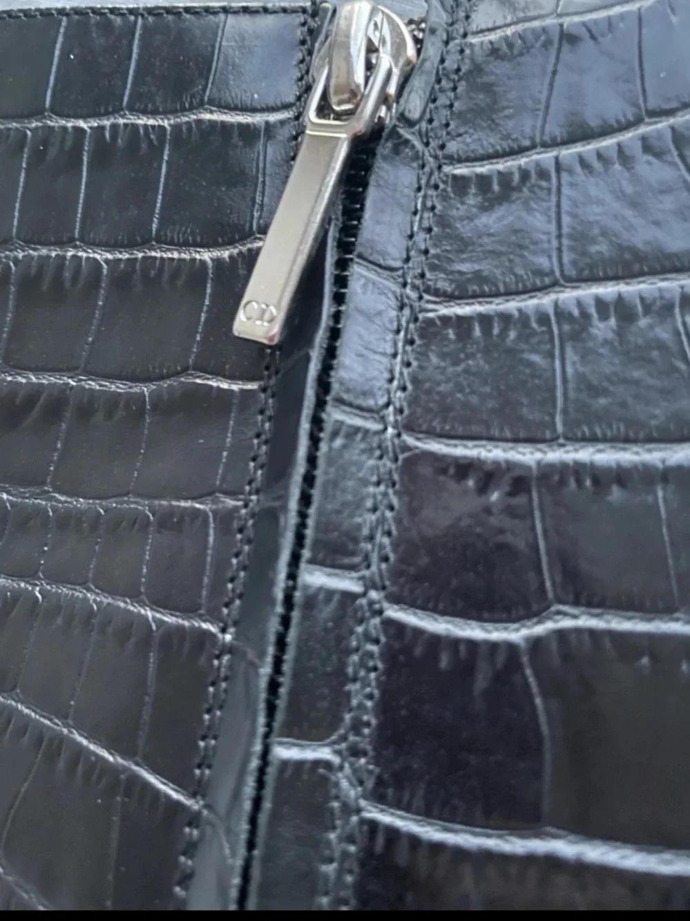 Dior Black Faux-Crocodile Knee Boot